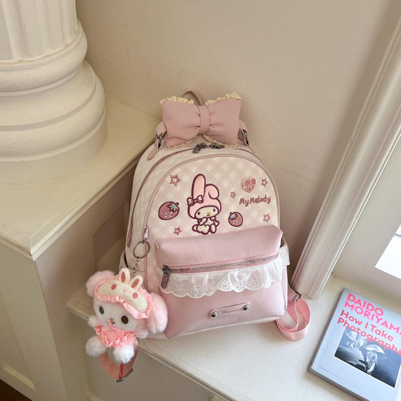 Schoolbag Cute Melody Lace Bow Backpack Girl Cute Student Casual Commuter Soft Girl Cartoon Backpack