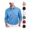 European and American Men's Casual Loose Button Placket Solid Color Long-sleeved Mesh Lapel Men's Polo Shirt Shirt