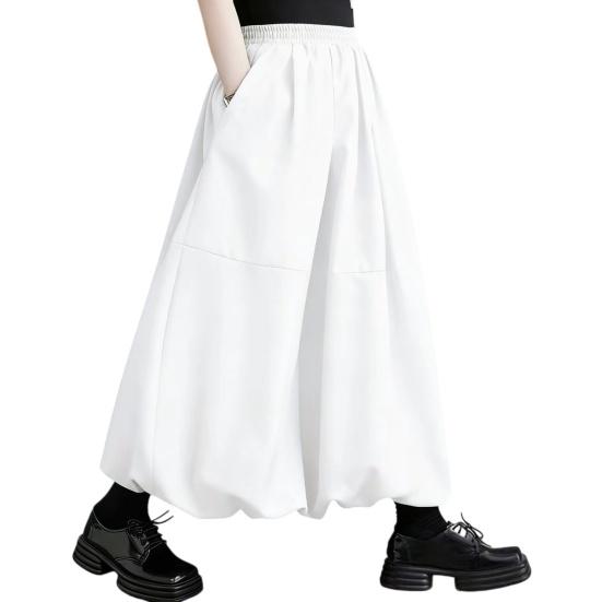 

Women Skirt High Waist Large Hem Maxi Skirt with Pockets Pure Color Loose Fit Casual Bud Skirt Evening Party L белый