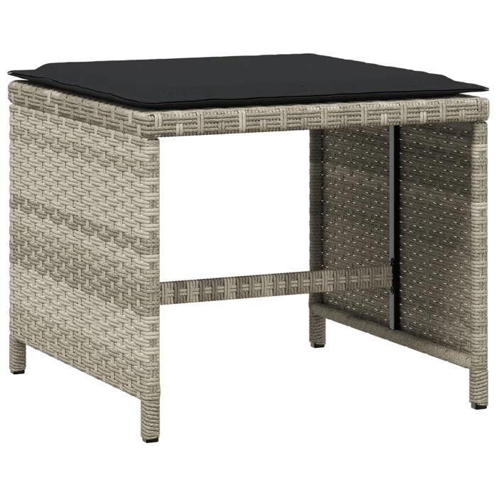 VidaXL Tabourets de jardin coussins lot de 4 gris clair résine tressée, siège de jardin, sièges d'extérieur, tabouret cube, 4007488