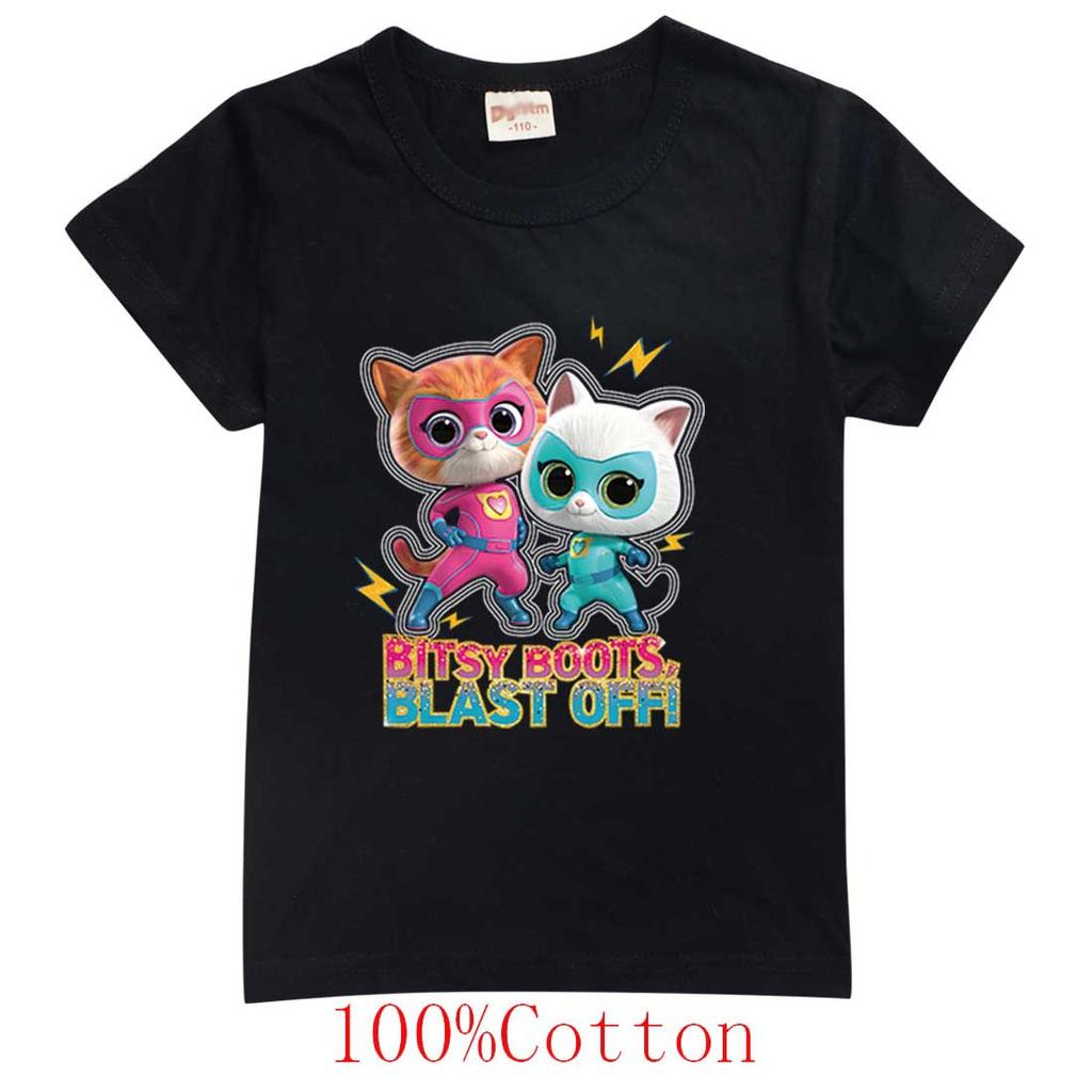 Game Super Cat Costume Kids SuperKitties T Shirt Baby Girls Summer Clothes Toddler Boys Cotton Tshirt Children Short Sleeve Tops
