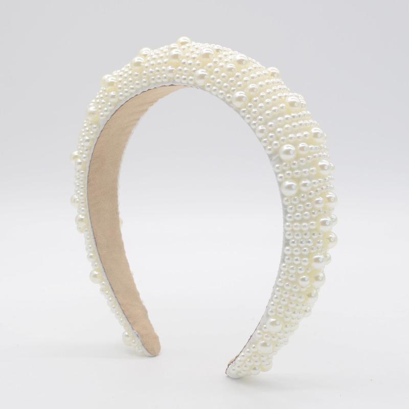 Headband - handmade baroque beaded korean style pearl headband белый
