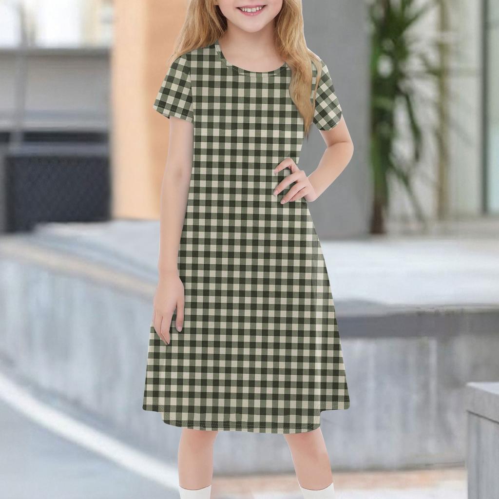 Children's Summer Short-sleeved Casual Fashion Round Neck Dress