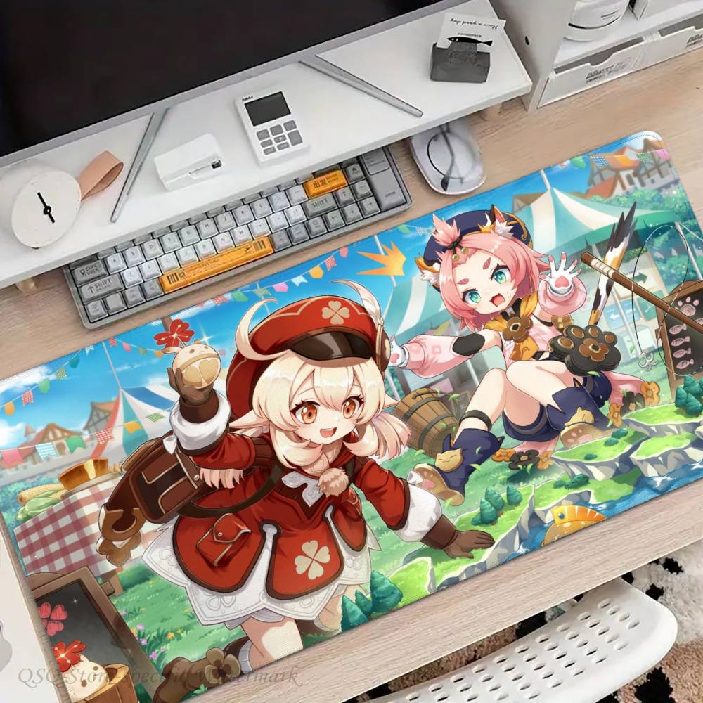 Klee Anime G-Genshin Impact Mousepad Non-slip Suitable For Office Computers Laptops E-sports Game Desk Mats XXL Keyboard