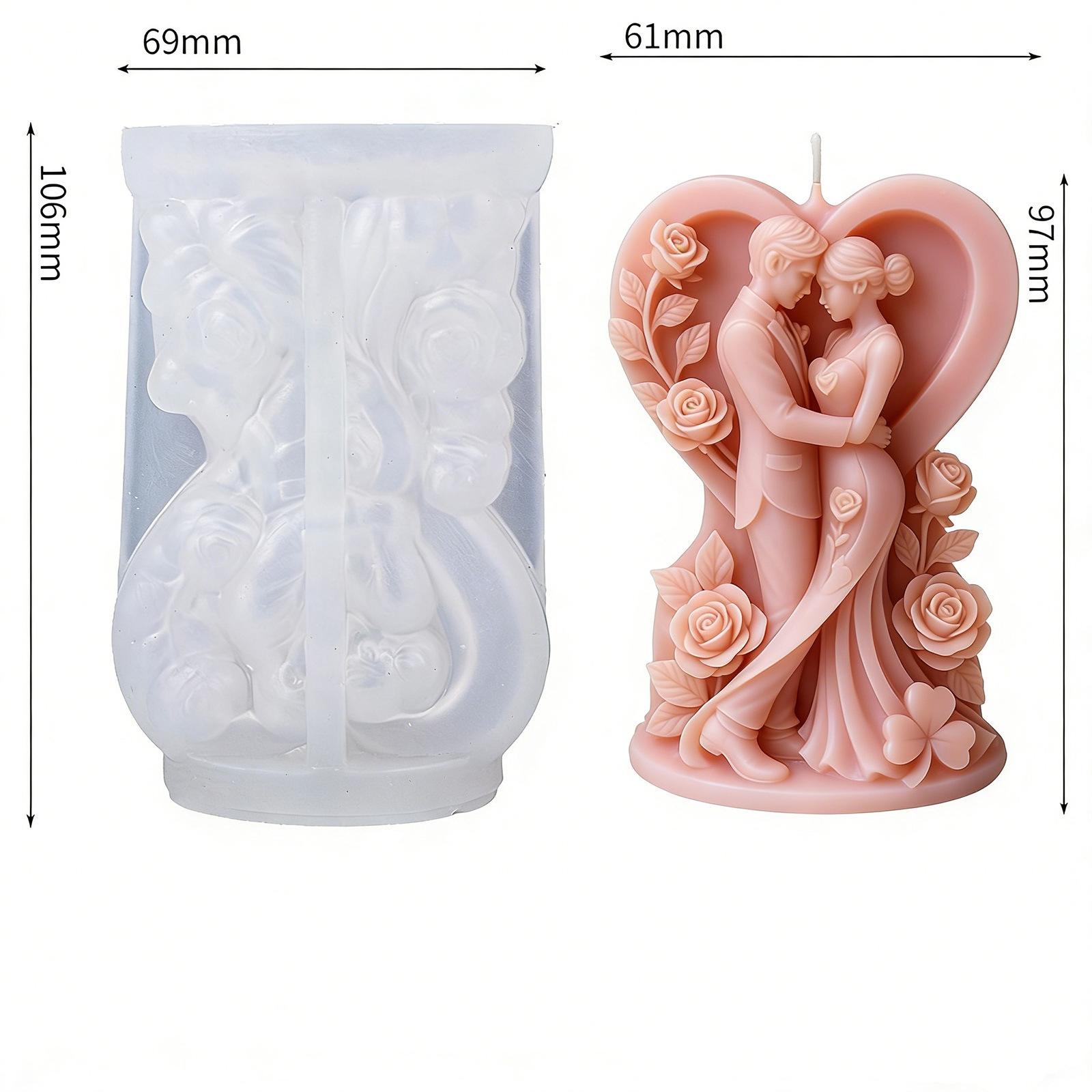 Свадебная Форма для Украшений Антипригарная Форма для Свечей Жених и Невеста 3D Пара Силиконовая Форма Легко Очищаемая Для Подарка Изготовление Свечей Поделка
