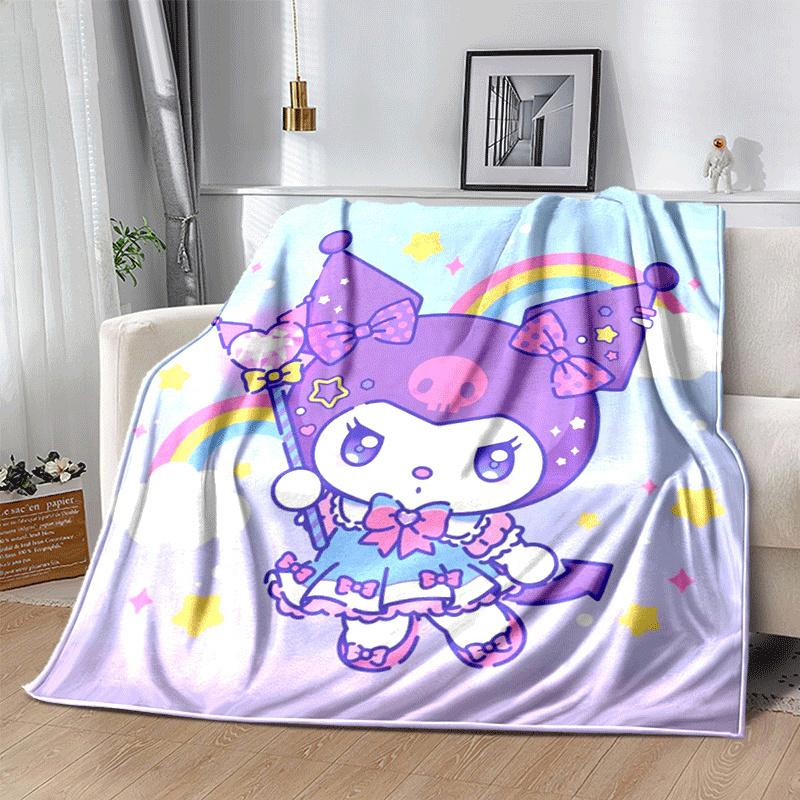 1pc Kuromi Printing Lightweight Flannel Blanket, Comfortable and Warm Blanket, for Camping Sofa Bed and Couch Office, Suitable for Gift Blank
