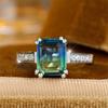 Square Stone Blue Green Zircon Rings For Women Vintage Silver Color Engagement Ring Wedding Jewelry Bridal Valentine's Day Gifts