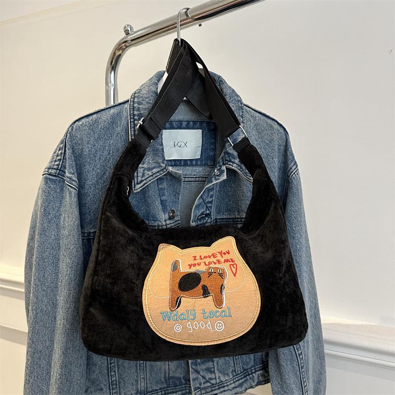 

Korean version of cute cartoon multi-purpose tote bag women s 2025 new autumn and winter fashion foreign large-capacity backpack чёрный