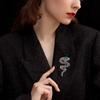 Zinc Zinc Alloy Rhinestone Animal Collar Pins Vintage Metal Snake Lapel Pin Zodiac Snake Brooch  New Year