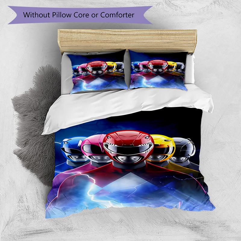 3pcs Mighty Morphin Power Rangers Pattern Bedding Set Duvet Cover Set Includes Duvet Cover &pillowcases, Perfect All Season Bedroom Decoration & Gift