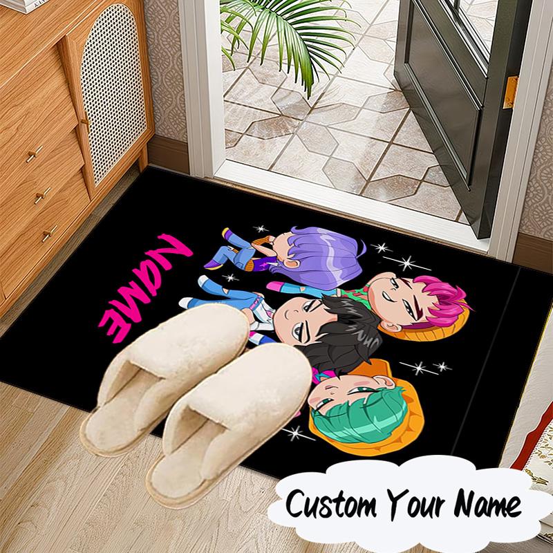 Custom Name KPop Cartoon Carpet, Chair Rug,Area Rug for Office Bedroom living rooms bedroom, Doormat decor Christmas fan gifts