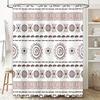 Modern Geometric Shower Curtain Rustic Boho Decor for Bathroom White Brown Printed Waterproof Fabric Customizable Size