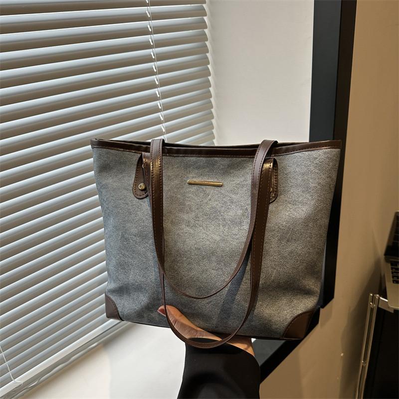 Elegant Black Grey And Blue Pu Tote Bag For Women Perfect For Daily Work Commute