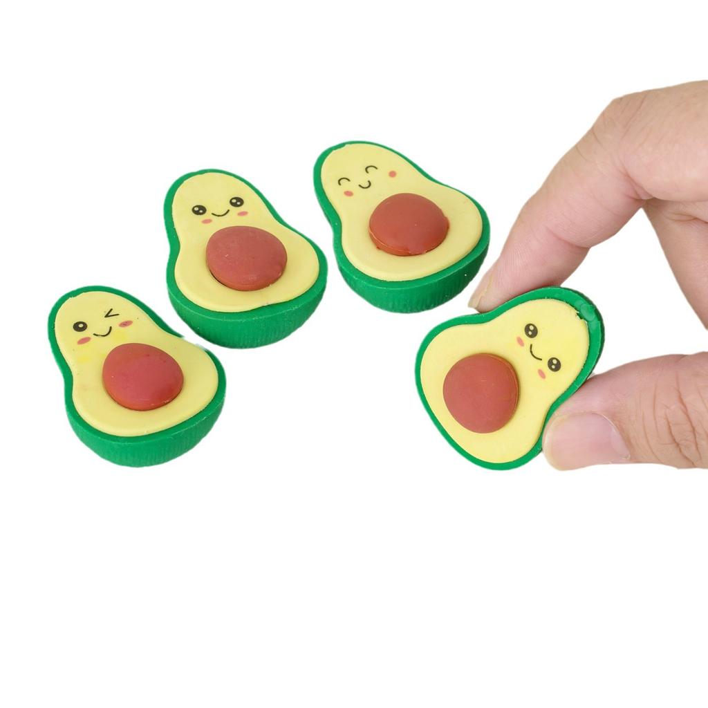 South American Office School Supplies Cute Expression Avocado Shaped Eraser Student Stationery Final Christmas Gift Prizes Kawai