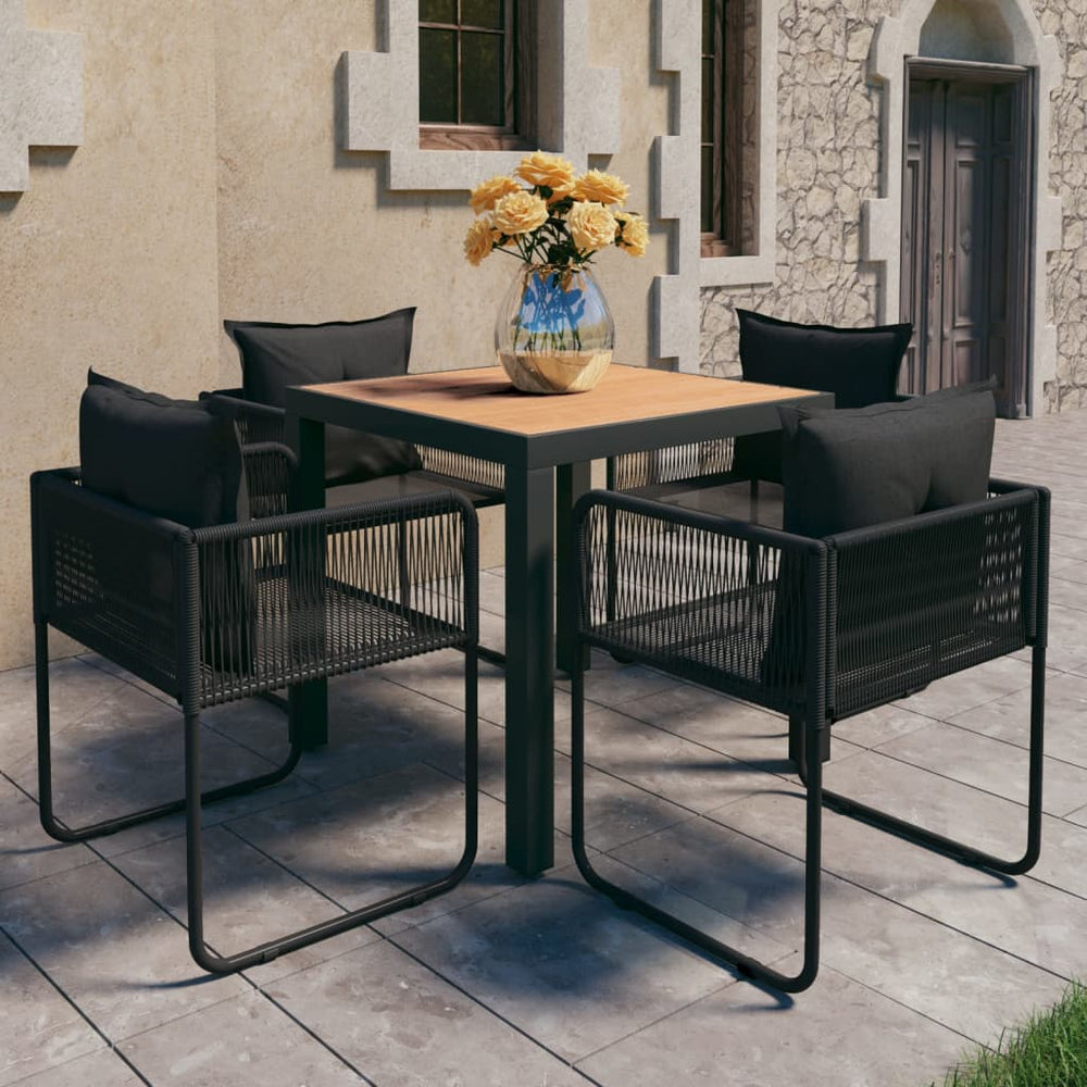 Ensemble à manger de jardin 5pcs PVC résine tressée  marron