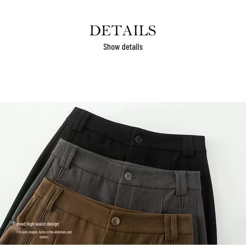 RUILAIYI Women's Lyocell Wool Blend Straight-Leg Trousers