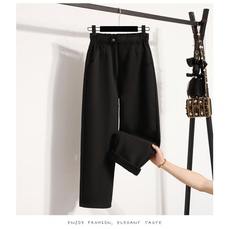 DIMANAF 2025 Autumn Winter Women Plus Size Pants Thick Casual Lady Long Pants Flocking Oversized Loose Bottoms