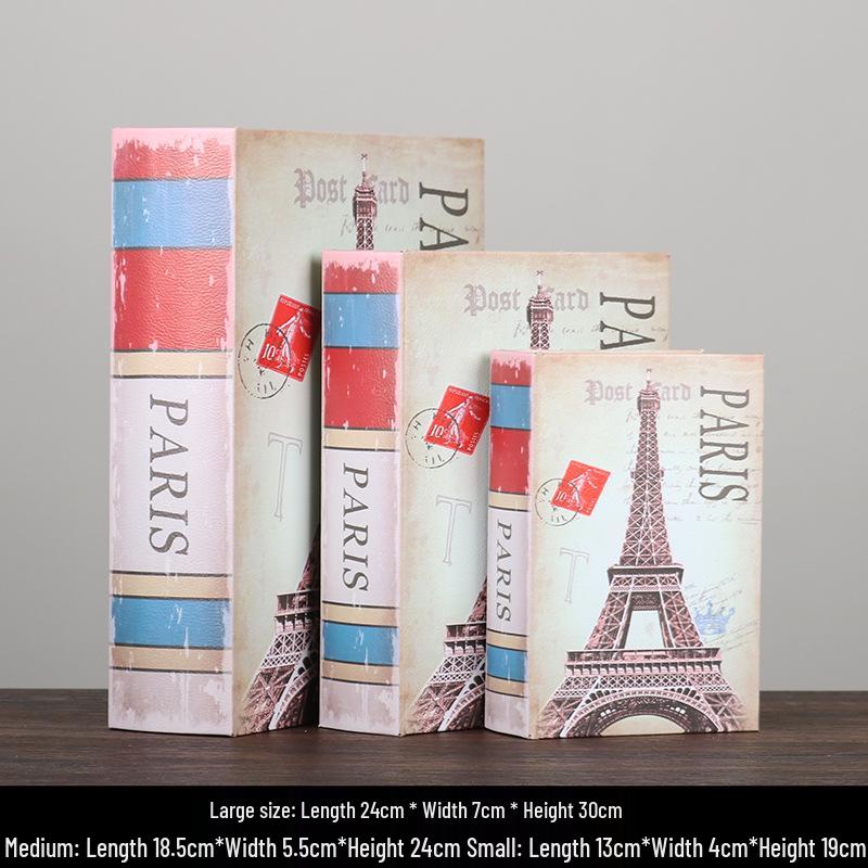 Scaffale per Libri in Legno Retrò Europeo: Ornamenti Vintage e Scatola Decorativa per Libreria