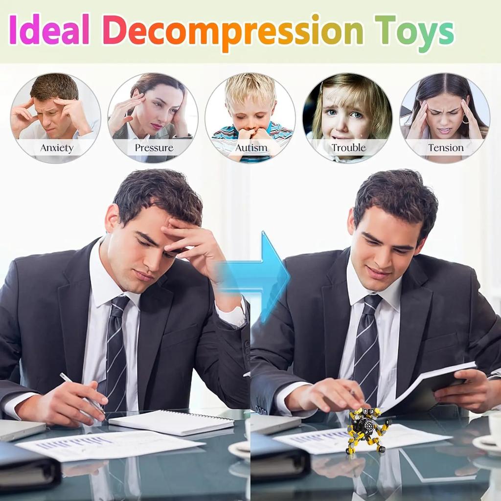 Fidget Spinner Toys Transformable Chain Robot Finger Toy for Kids and Adults Stress Relief Sensory Fidget Toys Fingertip Gyros