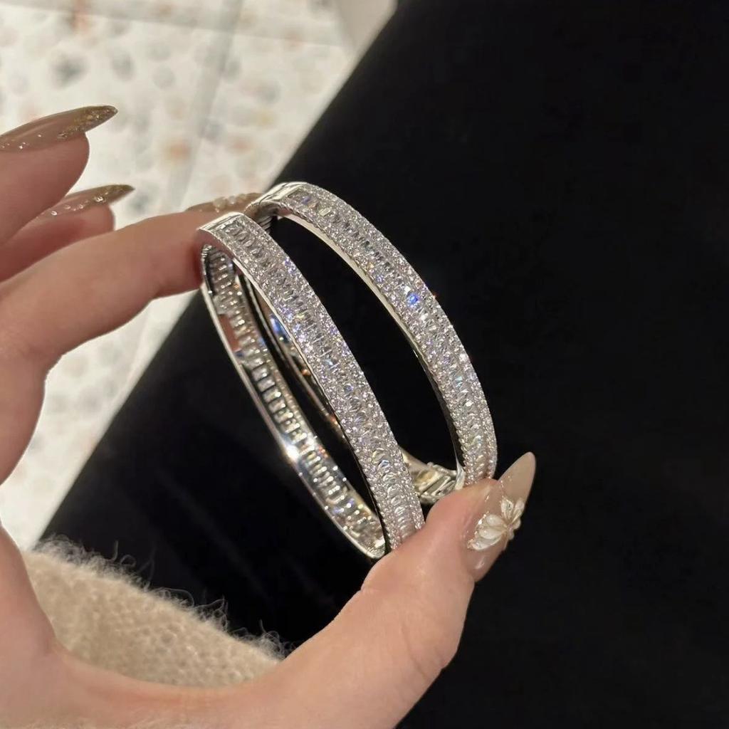 Advanced~T Square Row Diamond Brilliant Galaxy Diamond Bracelet for Women, Fully Inlaid with Diamonds, Exquisite Craftsmanship, Starry Sky Jewelry,