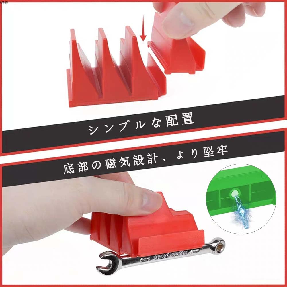 Set of 2 Magnetic Wrench Magnetic Spanner Organizer Rack Tool Holds 46 Toolbox Holder for Professionals and Includes ID Tag Holders, Tray, Wrenches,