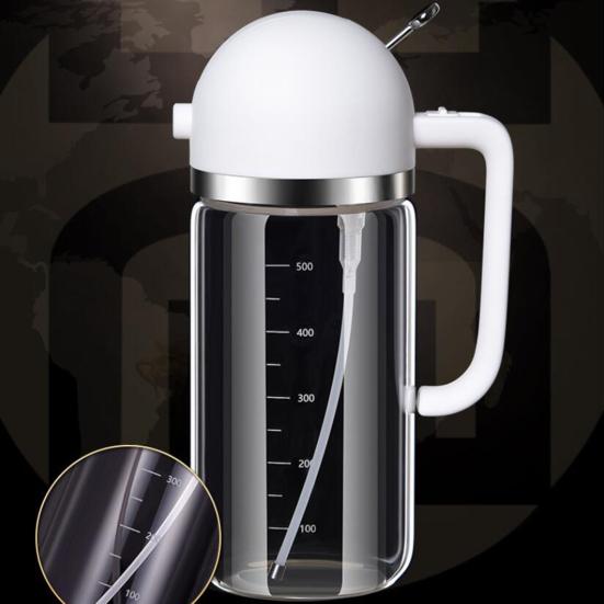 Yousheng 500ml Oil Sprayer Anti-clogging 2-in-1 Glass Clear Scale Vinegar Dispenser for Barbecue