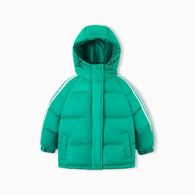 

Корейская хлопковая куртка с капюшоном для детей, зимняя, утепленная, для девочек и мальчиков, повседневные хлопковые пальто, верхняя одежда, ветрозащитные пуховики 120cm зелёный