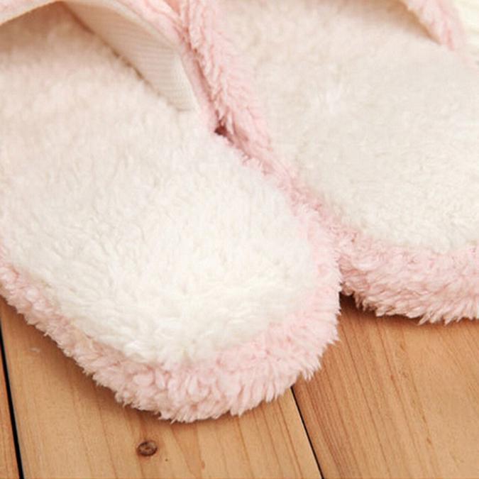 Cute Bear Winter Warm Anti Skid Slippers Soft Plush Indoor Couple Home Slipper Shoes