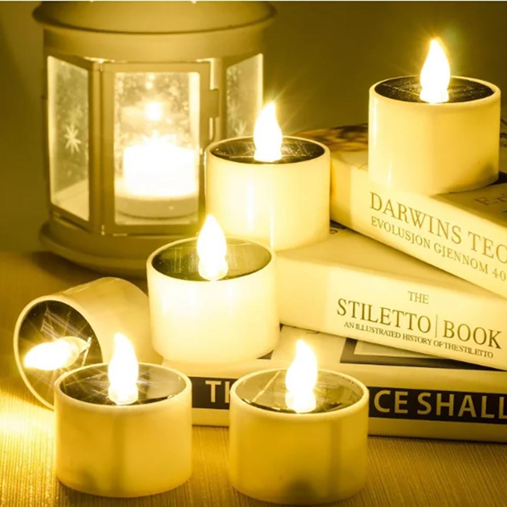 Solar-LED-Teelicht, LED-Kerzen, flammenlos, wasserdicht, für den Außenbereich, wiederaufladbare Kerzen für Party, Garten, Zuhause