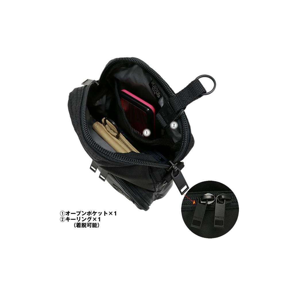 Porter Flash Vertical Mini Shoulder B6 for Men and Women Bag, Size, (Black)