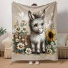 1pc Sunflower Printing Lightweight Flannel Blanket, Comfortable and Warm Blanket, for Camping Sofa Bed and Couch Office, in All Seasons
