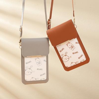 Touch Screen Mobile Phone Bag, Women'S Floral Printed Crossbody Bag, Fashionable Flip Bag