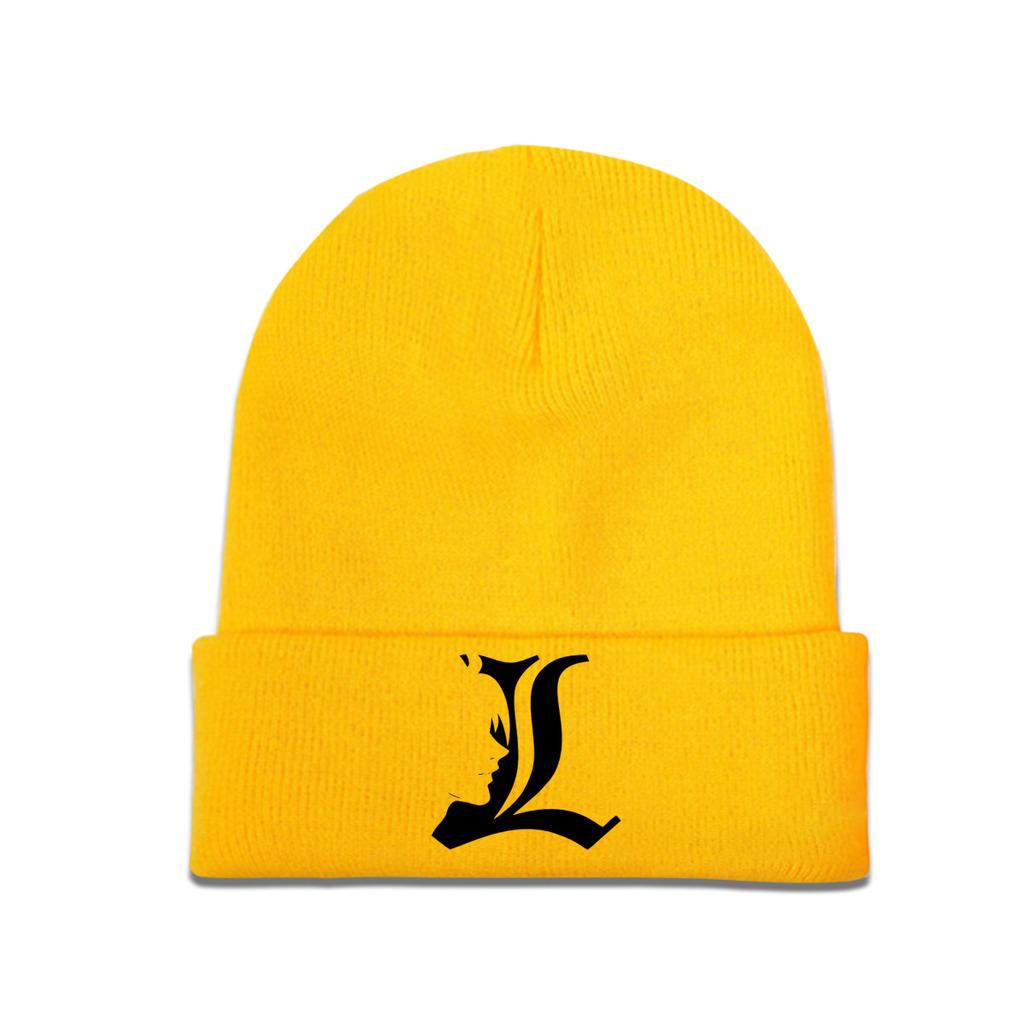 Death Note L Knitted Hat Women's Unisex's Beanies Winter Hats Polyester  Casual Caps