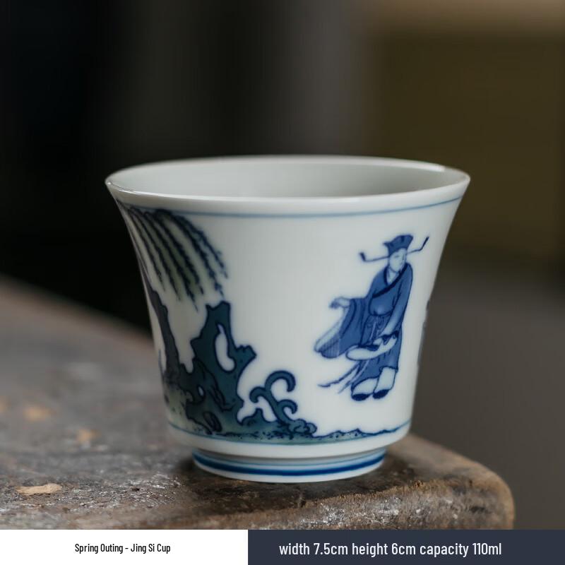 Yipan Jingsi Taqing Antique Blue & White Ceramic Teacup