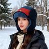 Fall Winter 2025 Warmth-Retaining Fleece-Lined Thickened Color-Block Embroidered Versatile Ear-Covering Flight Cap