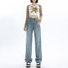 Women's Velvet Wide-Leg High-Waisted Jeans - Autumn/Winter 2025 Collection, Floor-Length Slimming Fit