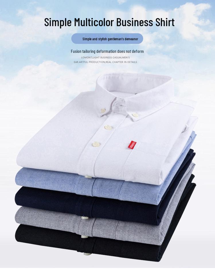 Men's Slim-Fit Long-Sleeve Oxford Shirt - Spring/Autumn Casual & Breathable