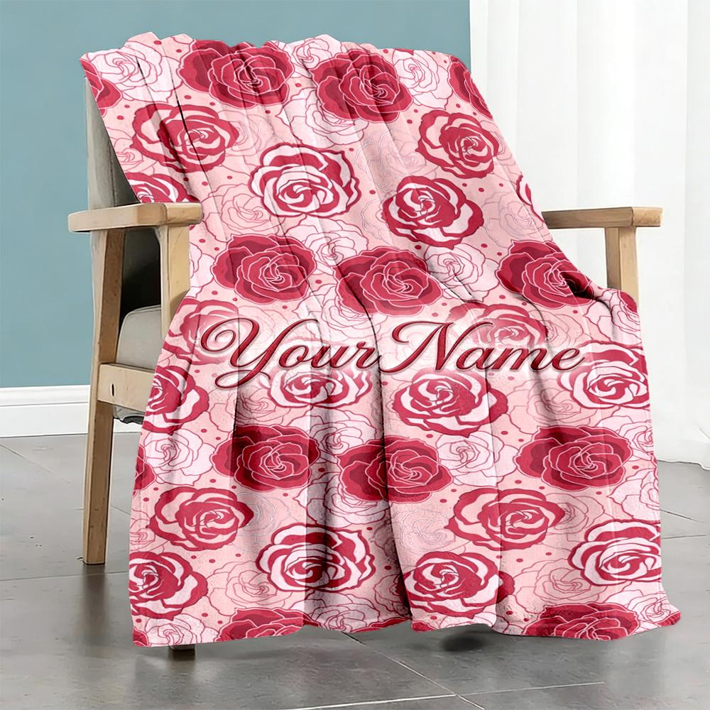 Rose Personalized Name Blanket Gift Personalized Blanket Soft & Cozy Suitable for Bedding Nap Couch Sofa Four Seasons Universal