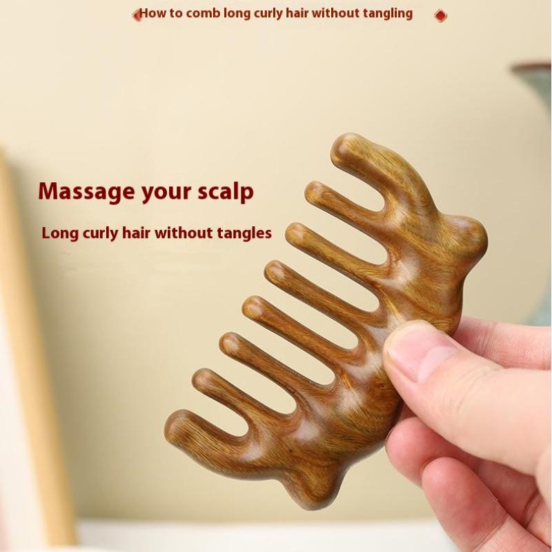 Sandalwood Wide Tooth Guasha Scraping Body Massage Wood Meridian Massage Comb Head Face Scalp Gua Sha Massager Natural Facial