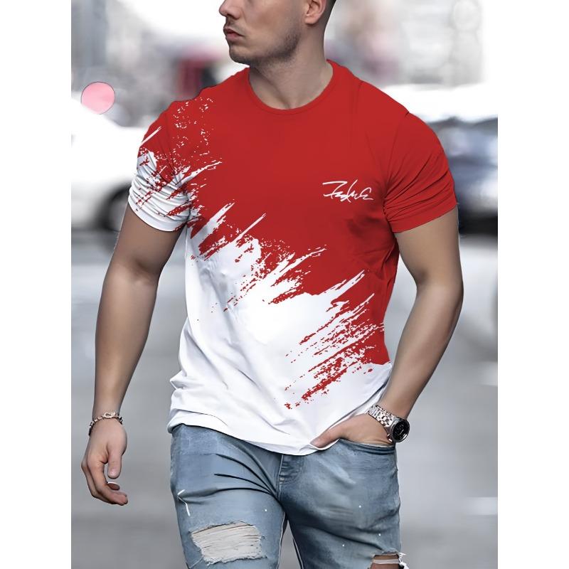 Tricou casual pentru bărbați Tricou cu mânecă scurtă cu imprimeu în gradient pentru bărbați Tricou cu model text 3d Top Fashion Design stradal Îmbrăcăminte pentru bărbați