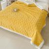 Jacquard Design Coral Velvet Blanket Thicked Office Nap Blanket Rhombus Flannel Blanket  Home