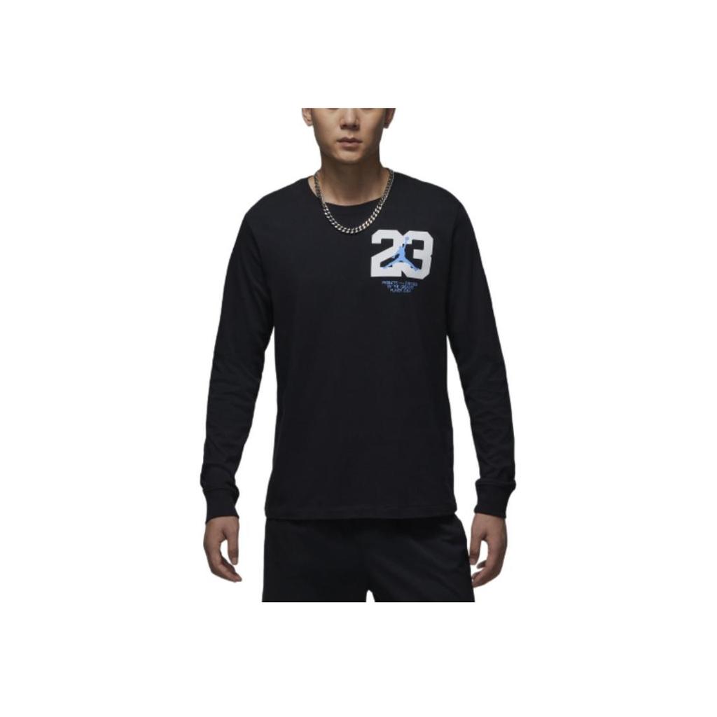 Jordan Dri Fit Sport Crew Neck Graphic Casual Long Sleeve T Shirt Men Tops Black Legendary-Blue FZ1982-011