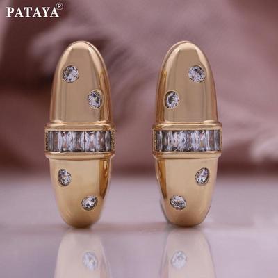 Rose Gold Color Micro-setting Process White Artificial Zircon Hip-hop Style Earring