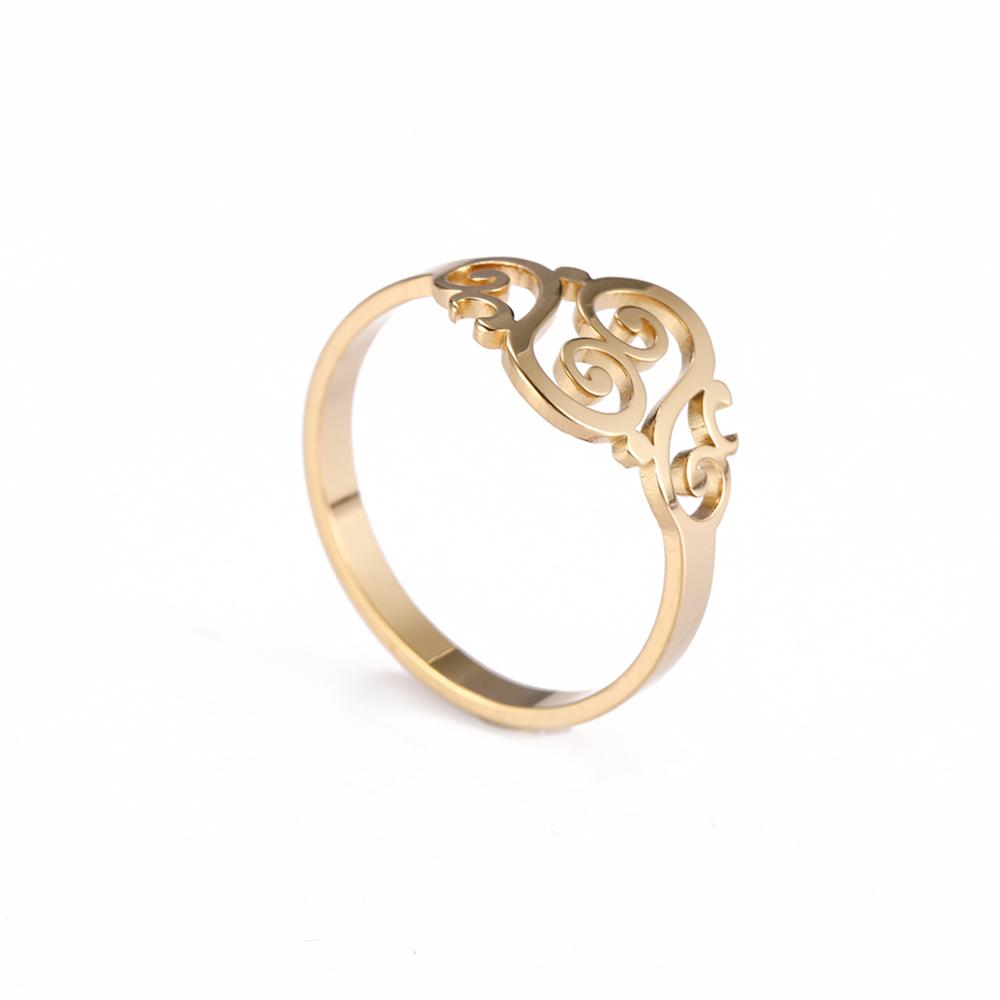 Women Vintage Flower Finger Rings Elegant Stainless Steel Rose Gold Casual Ring Anniversary Valentine's Day Gift