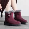 Foreign Trade Fur Collar Imitation Rabbit Hair Tall Tube Warm Women's Snow Boots Velcro Waterproof Women's Boots Casual Women's Shoes
