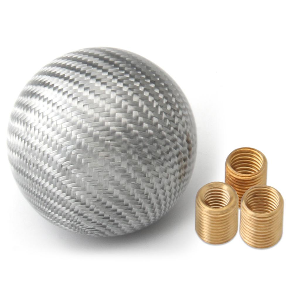 

Универсальная автомобильная круглая ручка переключения передач, рычаг переключения передач, круглая шарообразная ручка из настоящего углеродного волокна SK-1035 серебряный