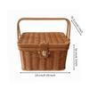 Rectangular Lidded Wicker Basket Sturdy Woven Container with Handle Easy