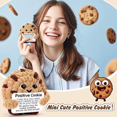 Bambola all'uncinetto Biscotto Positivo Mini Yousheng Supporto Emotivo Lavorazione a Maglia Fatta a Mano Peluche Biscotto Cartone Animato Decorazione Ornamento da Scrivania