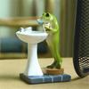 Collectible Resin Funny Frog Figurines For Interior Home Bathroom Decoration Table Accessories Bonsai Decor Flowerpot Ornament