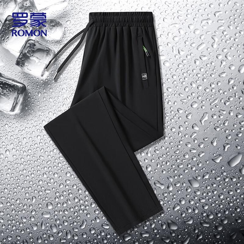 ROMON Men s Summer Ice Silk Quick-Dry Straight Leg Casual Pants 5XL